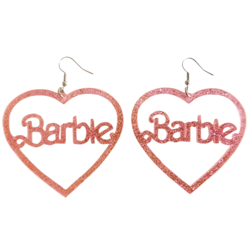 Handcrafted Barbie Heart Earrings